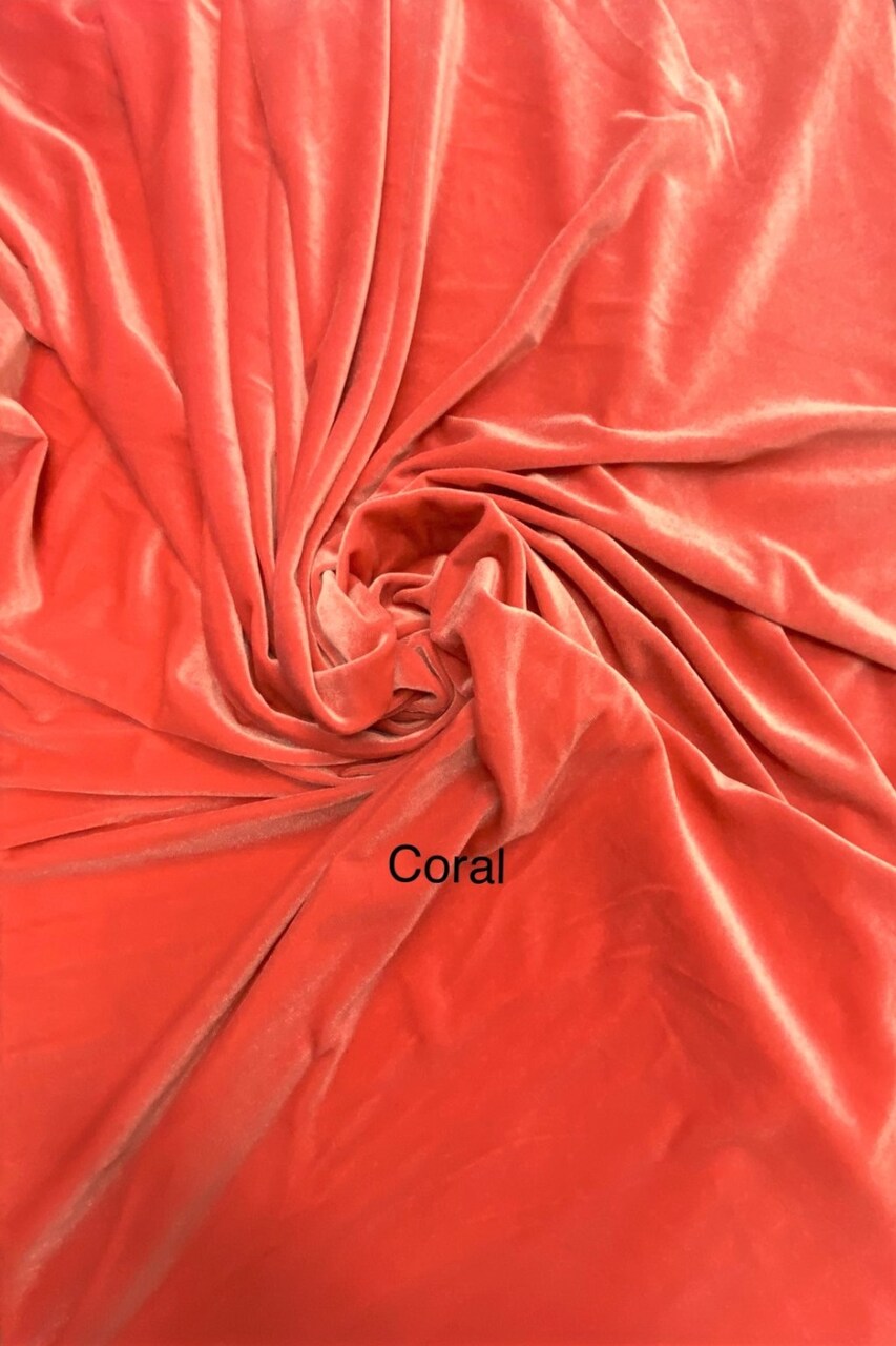 1 Yard Coral Stretch Velvet Material for Apparel, Costumes, Home Décor, and Crafts 58/60 Inch Wide